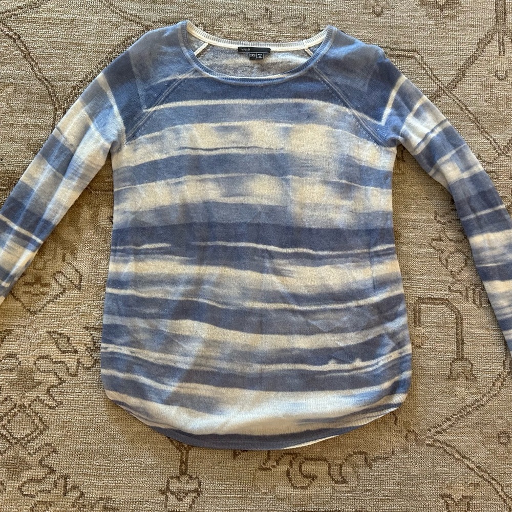 Vince Blue and White Crew Neck Sweater